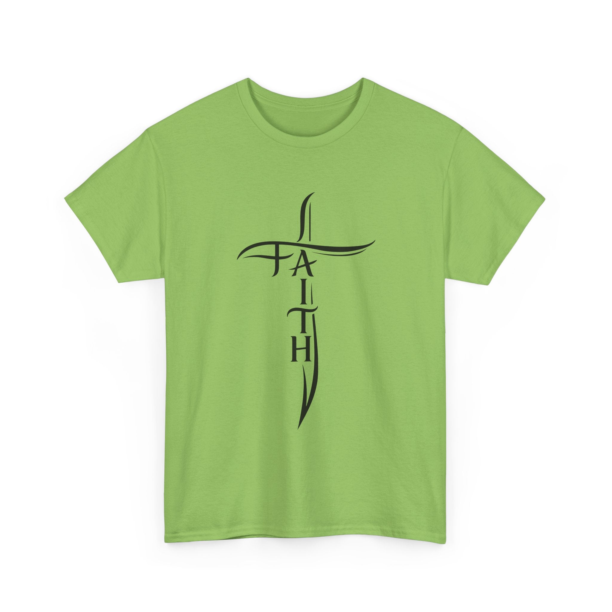 Faith Cross T-Shirt — Minimalist Vertical “FAITH” Cross Christian Tee