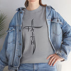 Faith Cross T-Shirt — Minimalist Vertical “FAITH” Cross Christian Tee