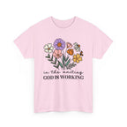 T-Shirt — "In the Waiting God Is Working" Floral Christian Tee