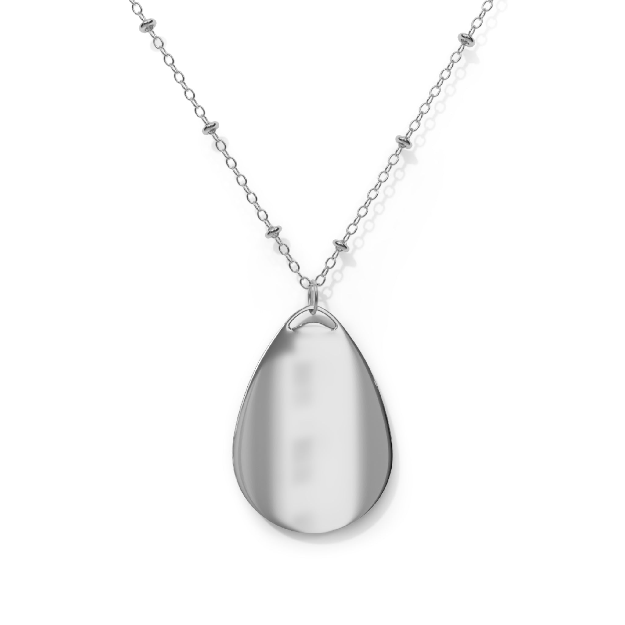 Praying Mama Oval Pendant Necklace — Religious Pink Teardrop Charm