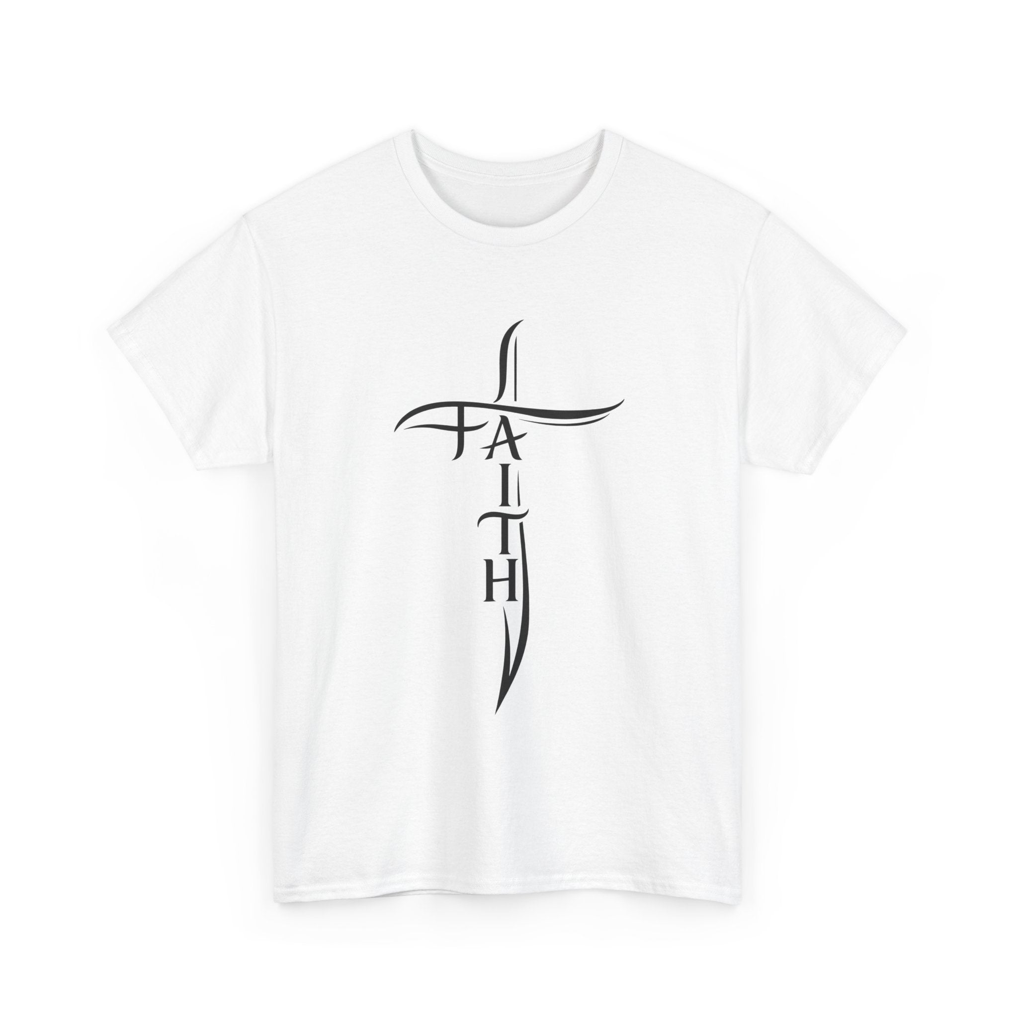 Faith Cross T-Shirt — Minimalist Vertical “FAITH” Cross Christian Tee