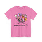 T-Shirt — "In the Waiting God Is Working" Floral Christian Tee