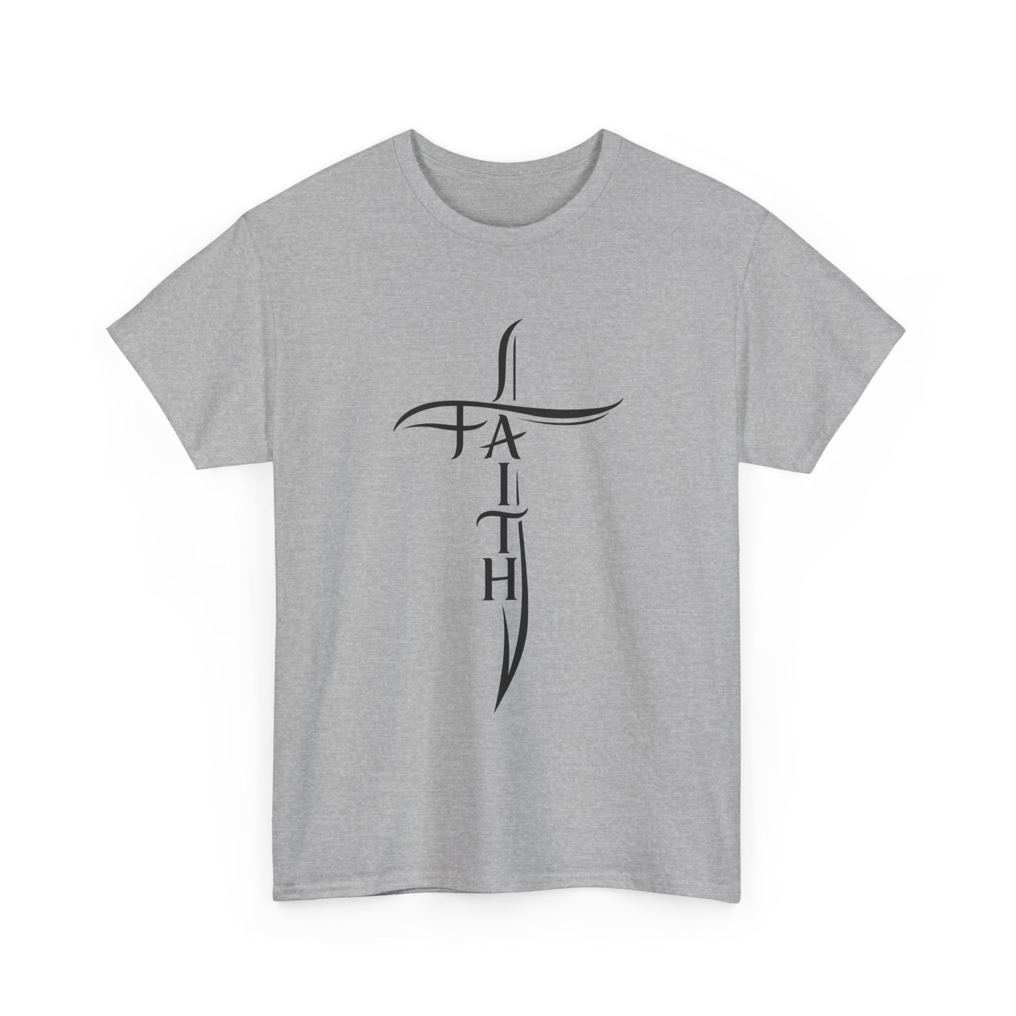 Faith Cross T-Shirt — Minimalist Vertical “FAITH” Cross Christian Tee