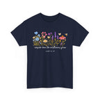 T-Shirt — “Consider How the Wildflowers Grow” Floral Scripture Tee (Luke 12:27)