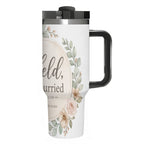 Held, Not Hurried 40 oz Floral Tumbler (Isaiah 41:10) – Christian Mom Encouragement Gift