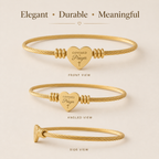 Covered In Prayer Heart Cuff Bracelet – Cable Wire Bangle (Silver or Gold)