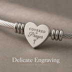 Covered In Prayer Heart Cuff Bracelet – Cable Wire Bangle (Silver or Gold)