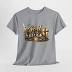 God Is My Refuge T‑Shirt — Christian Faith Cross & Dove Graphic Tee