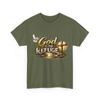 God Is My Refuge T‑Shirt — Christian Faith Cross & Dove Graphic Tee