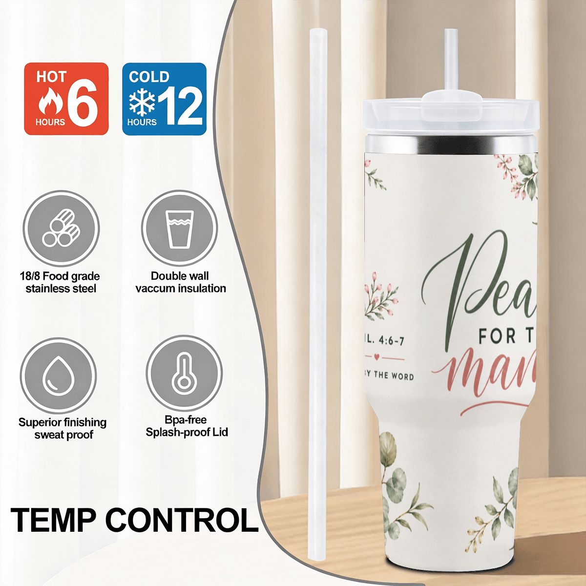 Peace for This Mama 40oz Tumbler (Phil. 4:6–7)