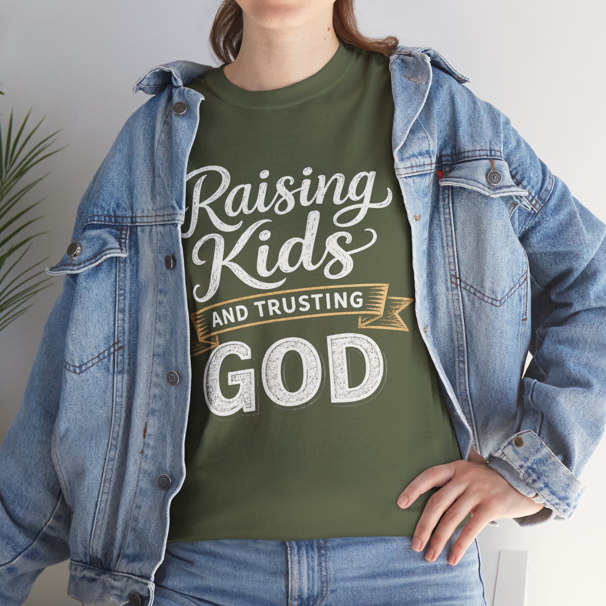 Raising Kids and Trusting God T-Shirt — Faith-Based Parenting Tee
