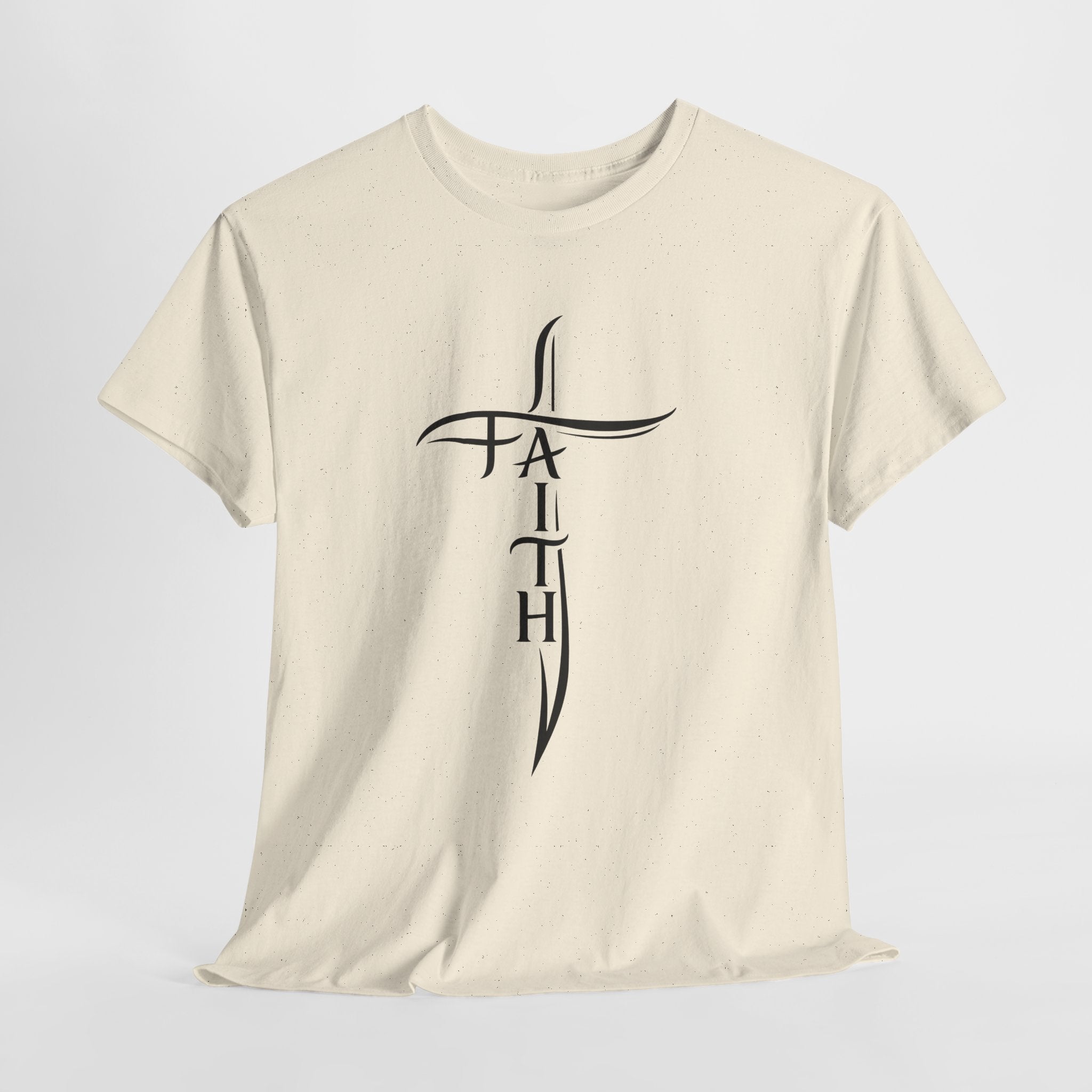 Faith Cross T-Shirt — Minimalist Vertical “FAITH” Cross Christian Tee
