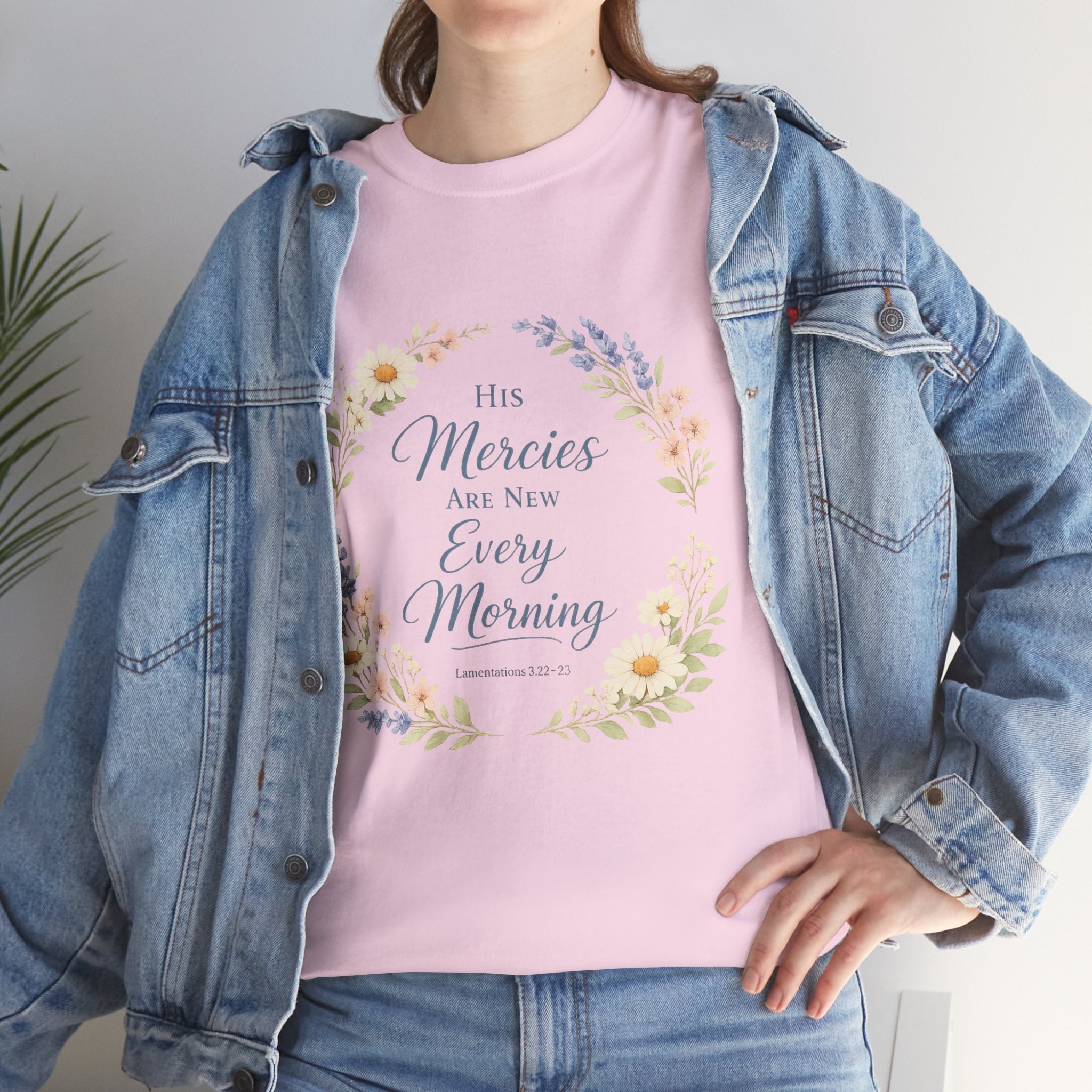 T-Shirt — "His Mercies Are New Every Morning" Floral Christian Tee