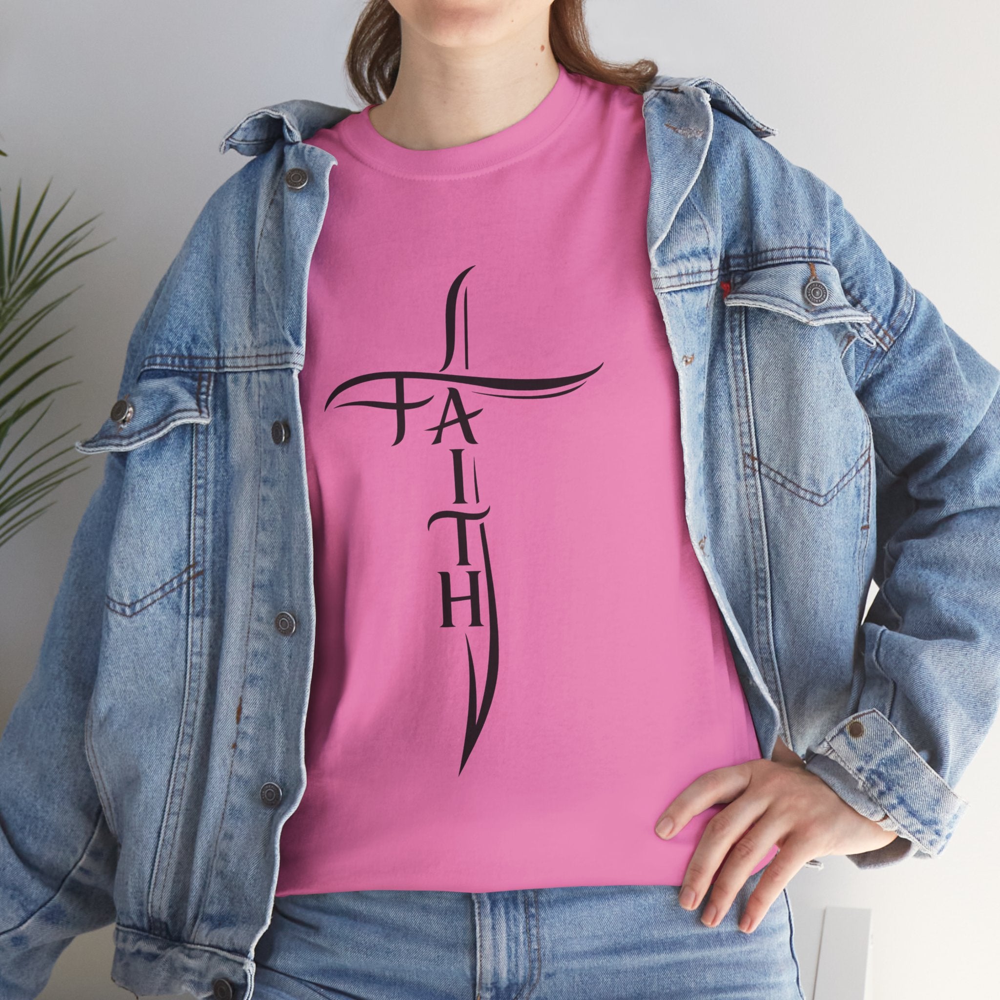 Faith Cross T-Shirt — Minimalist Vertical “FAITH” Cross Christian Tee