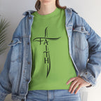 Faith Cross T-Shirt — Minimalist Vertical “FAITH” Cross Christian Tee