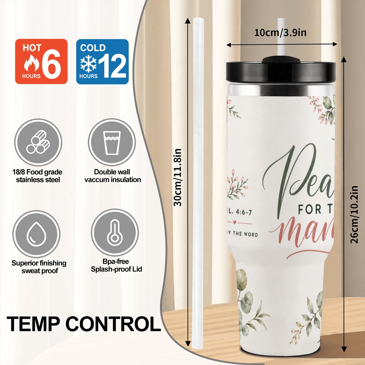 Peace for This Mama 40oz Tumbler (Phil. 4:6–7)