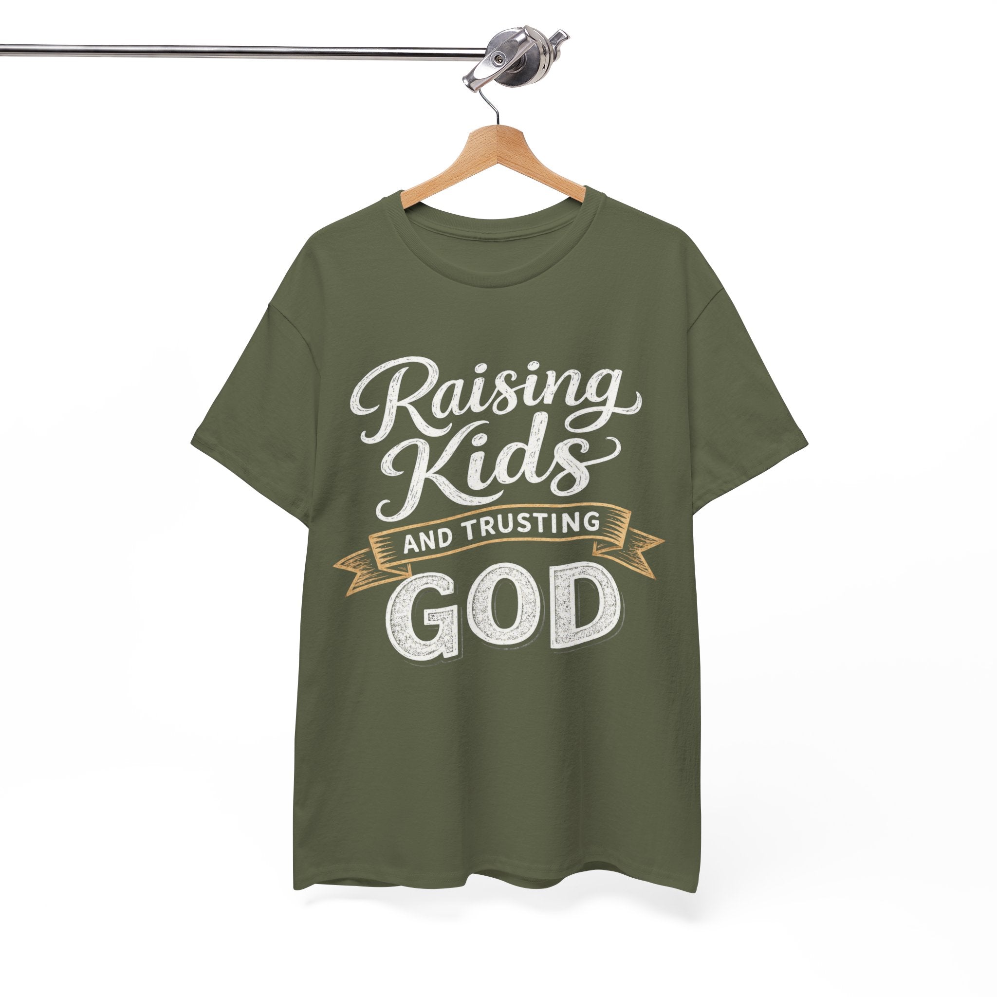 Raising Kids and Trusting God T-Shirt — Faith-Based Parenting Tee