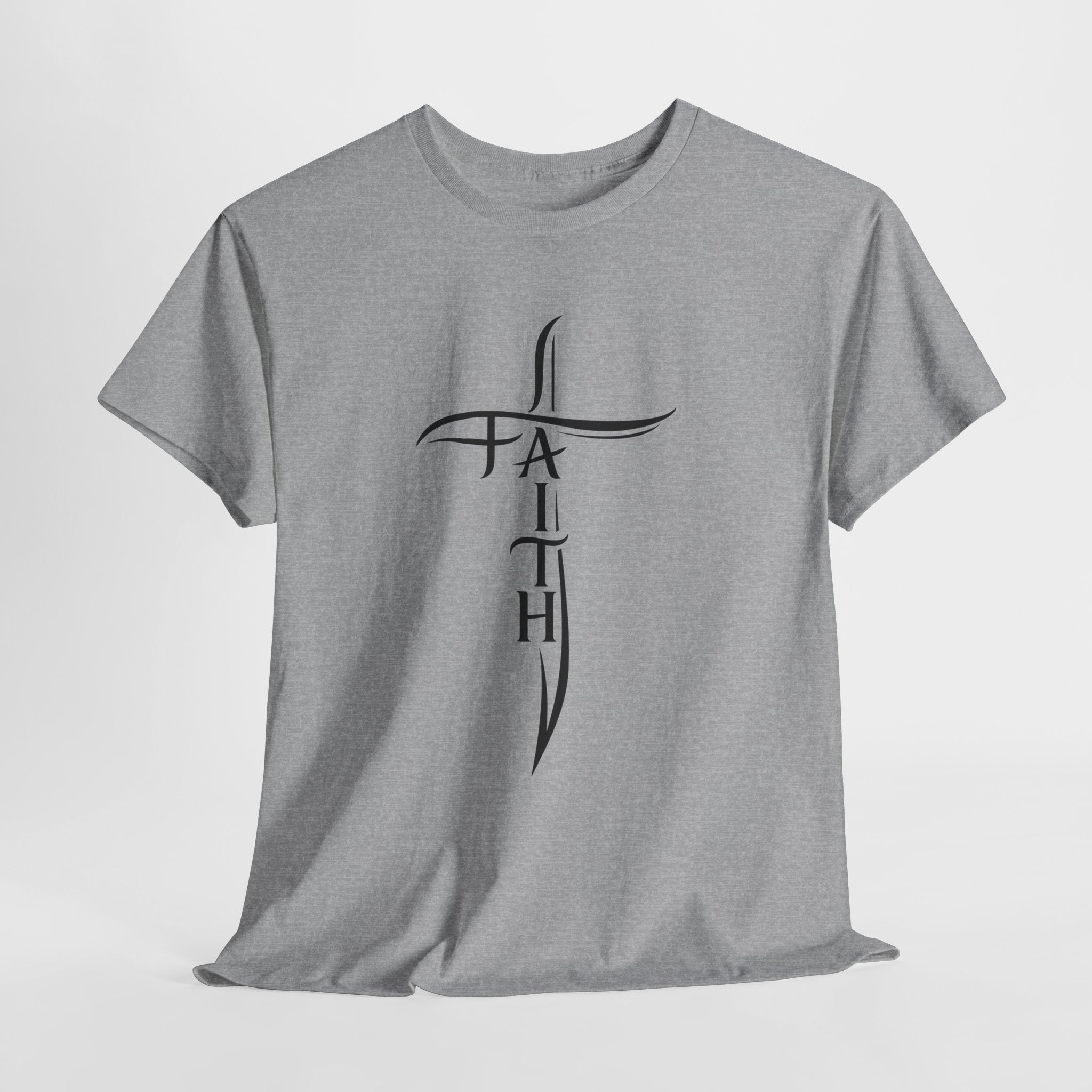Faith Cross T-Shirt — Minimalist Vertical “FAITH” Cross Christian Tee