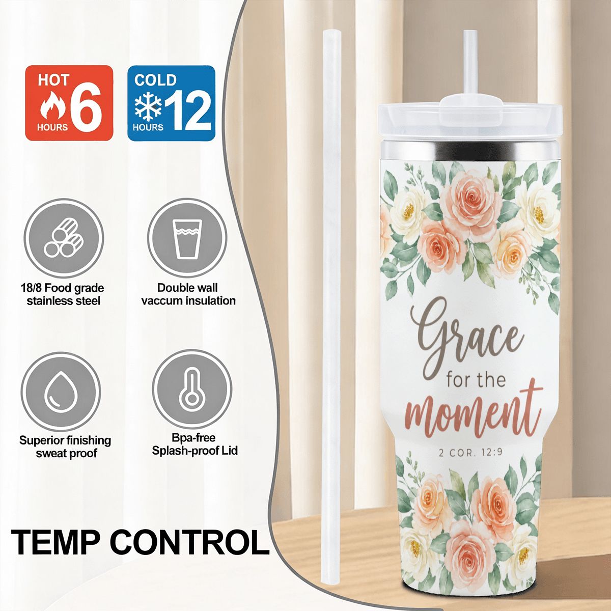 40 oz Tumbler with Handle and Straw (Made in USA)