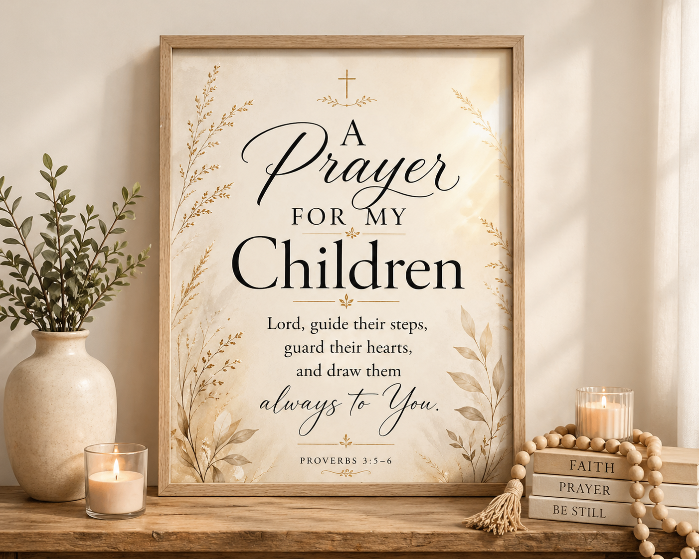A Prayer For My Children – Christian Wall Art Poster (Faith-Based Gift for Moms)