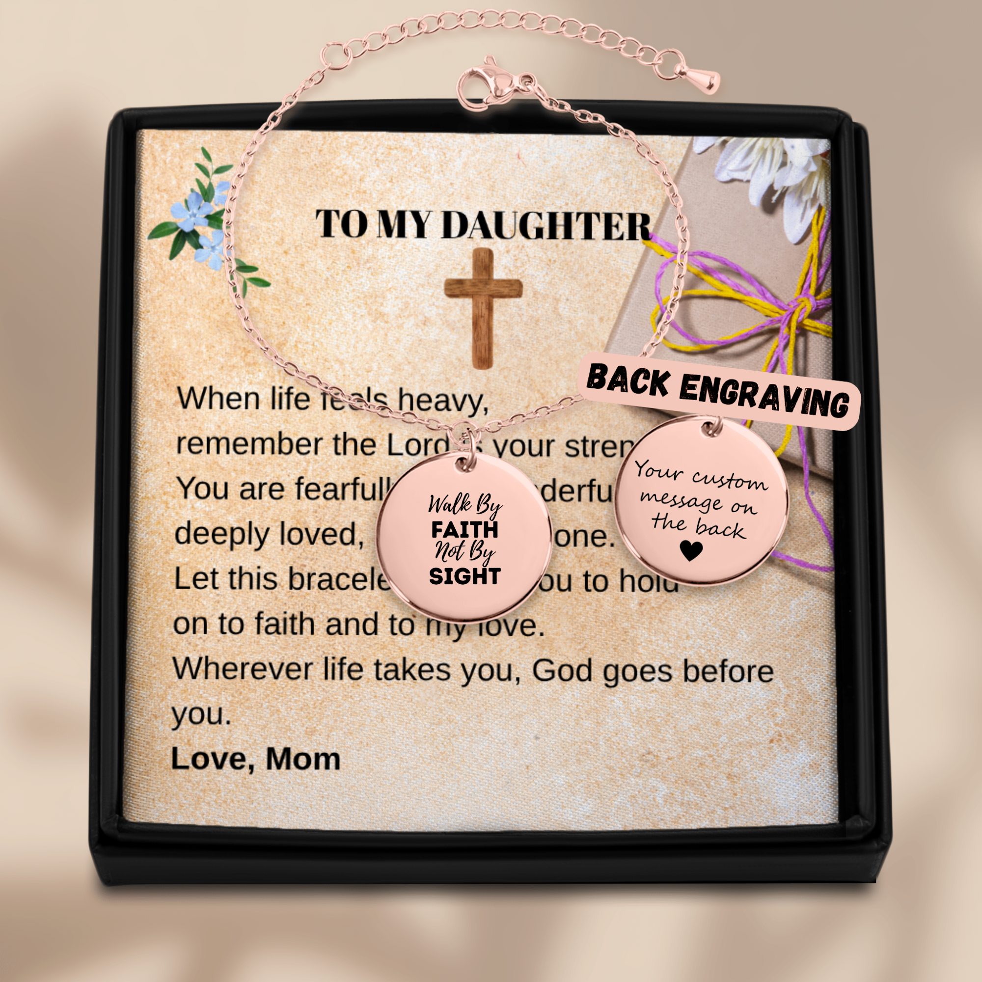 To My Daughter – Faith Over Fear Coin Bracelet