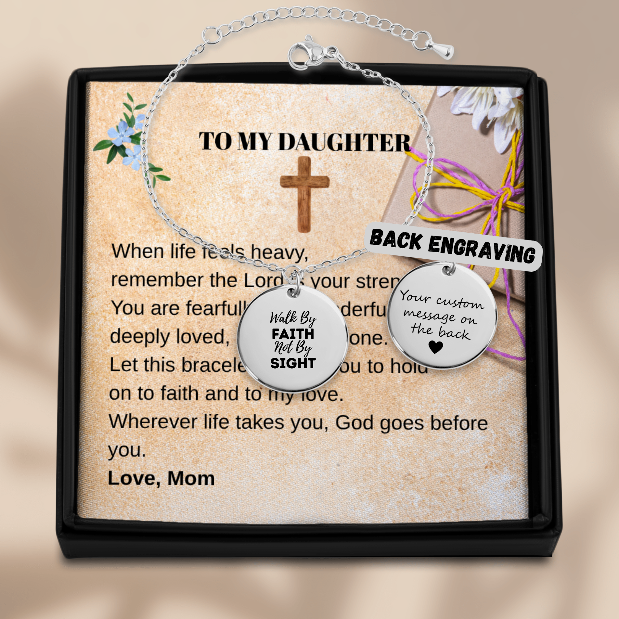 To My Daughter – Faith Over Fear Coin Bracelet