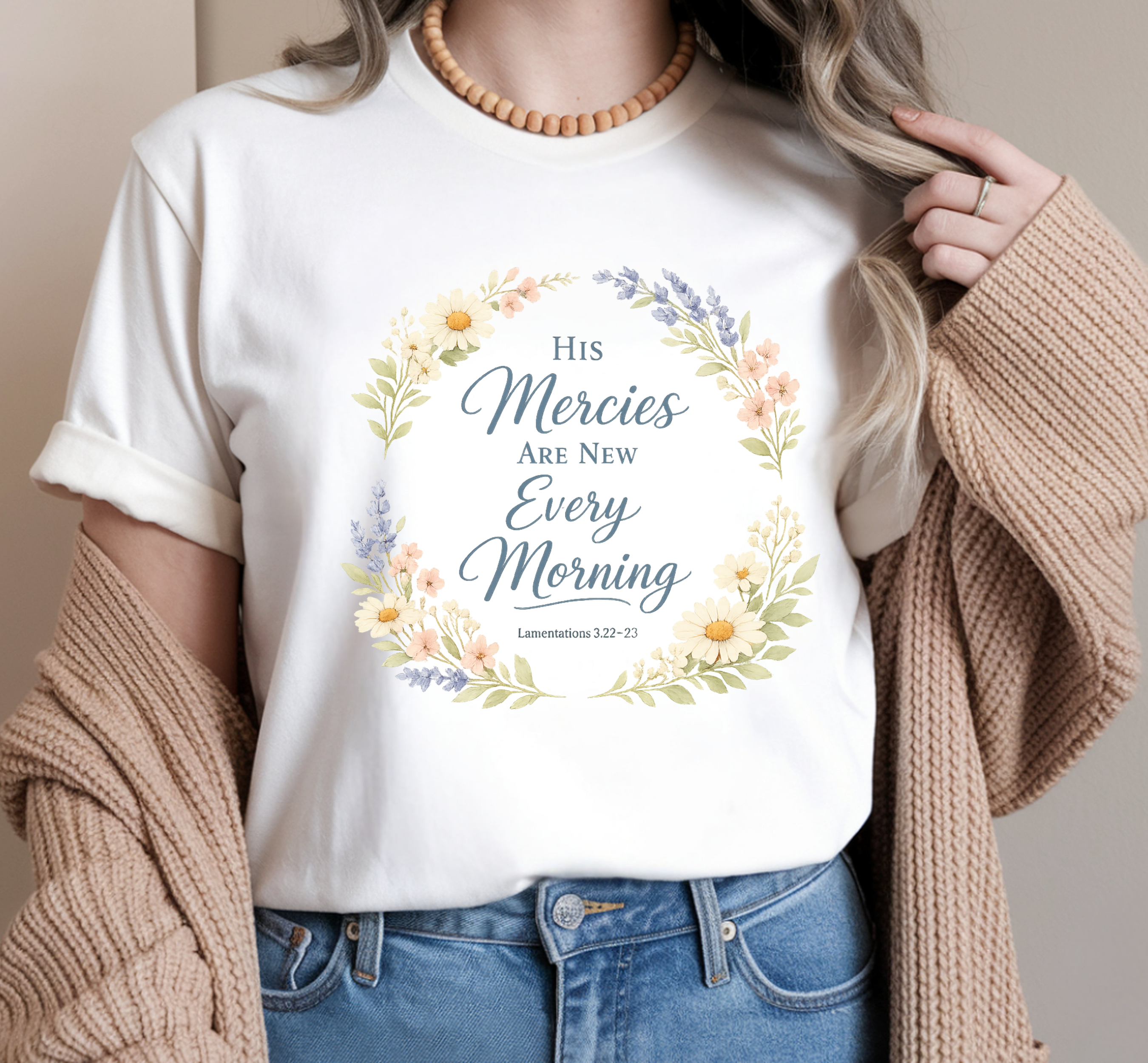T-Shirt — "His Mercies Are New Every Morning" Floral Christian Tee