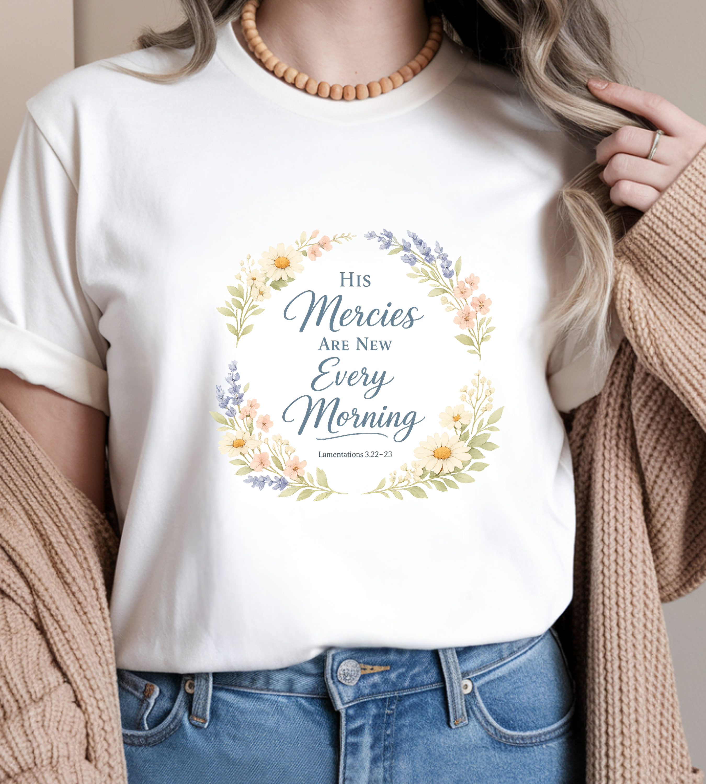 T-Shirt — "His Mercies Are New Every Morning" Floral Christian Tee