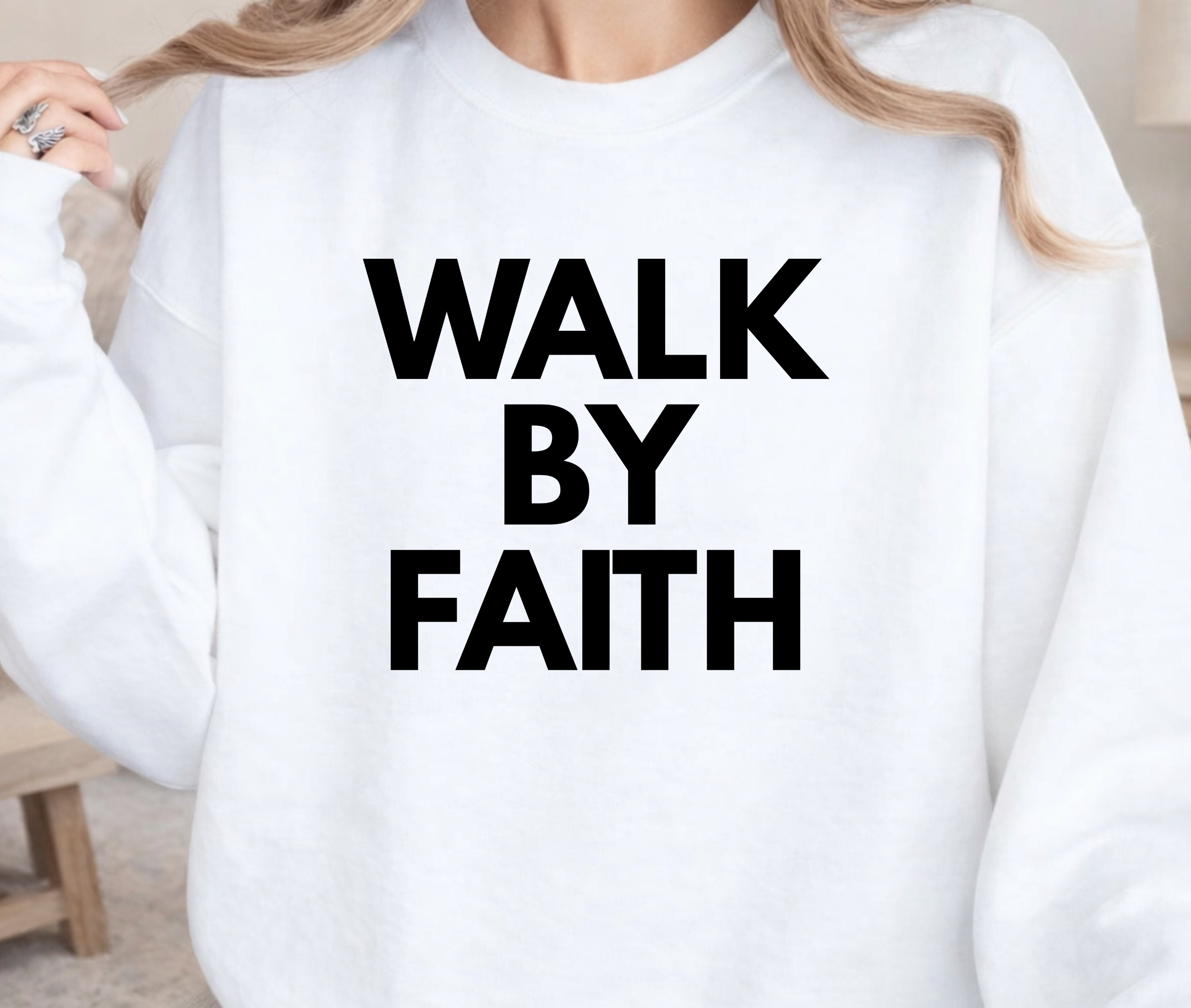 Walk By Faith Sweatshirt — Inspirational Christian Crewneck