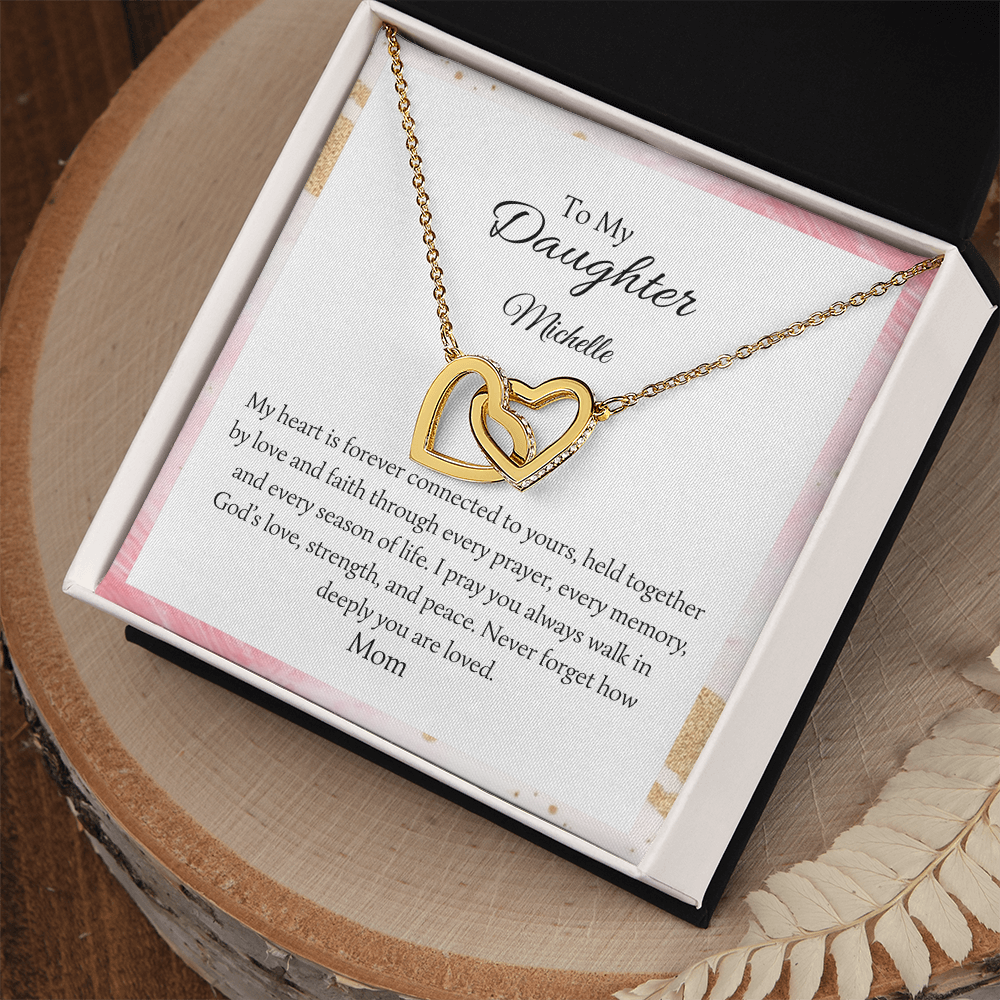 Mom To Daughter Interlocking Hearts Necklace  Held Together By Love And Faith