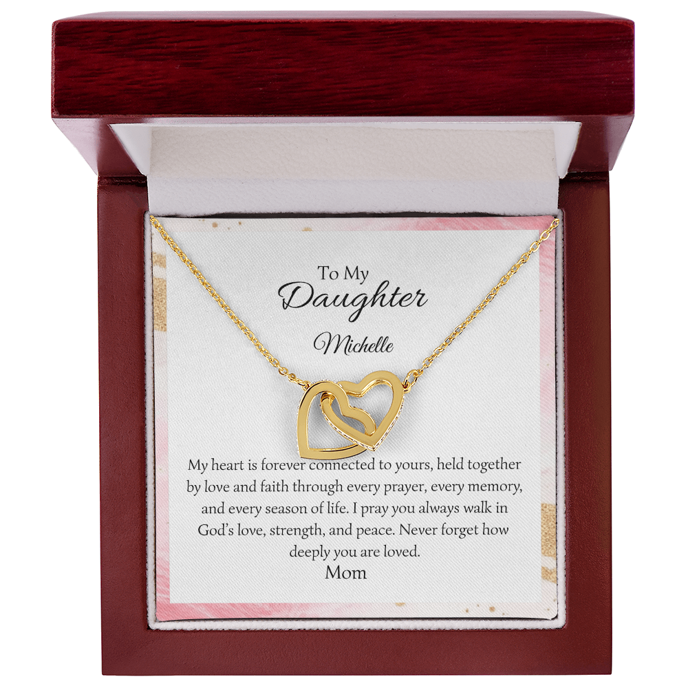Mom To Daughter Interlocking Hearts Necklace  Held Together By Love And Faith