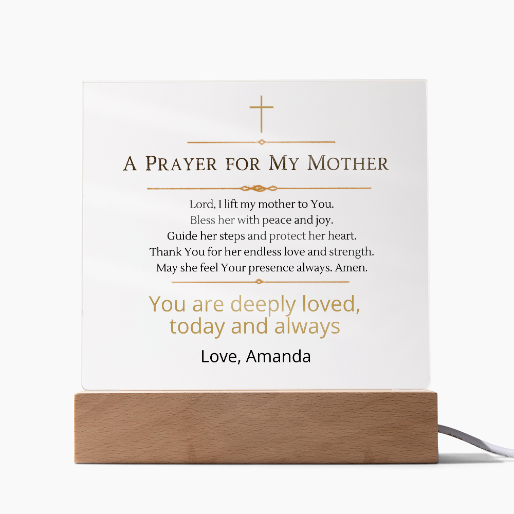 Christian Mother Gift, Prayer for Mom Acrylic Plaque LED Light, Personalized Mom Gift, Faith Based Gift for Mother, Christian Home Decor