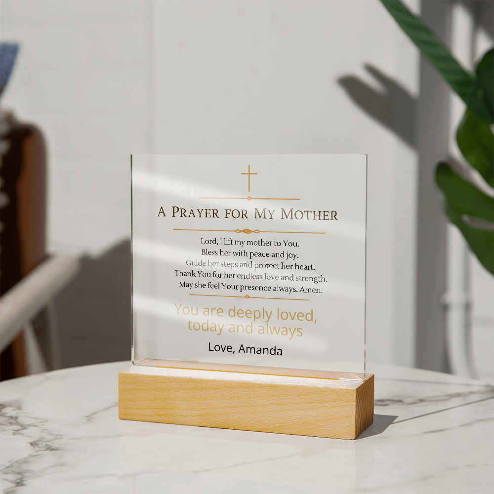 Christian Mother Gift, Prayer for Mom Acrylic Plaque LED Light, Personalized Mom Gift, Faith Based Gift for Mother, Christian Home Decor