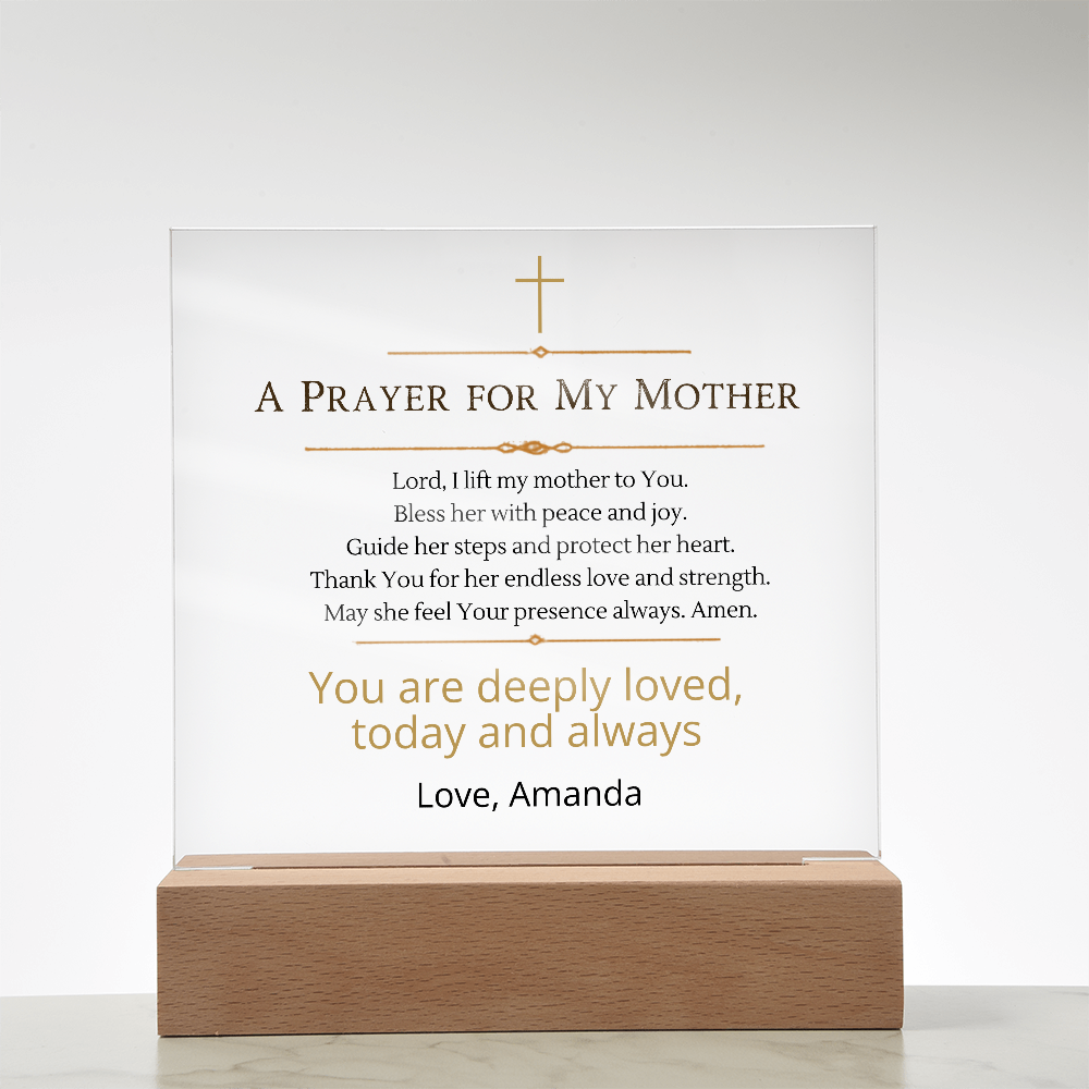 Christian Mother Gift, Prayer for Mom Acrylic Plaque LED Light, Personalized Mom Gift, Faith Based Gift for Mother, Christian Home Decor