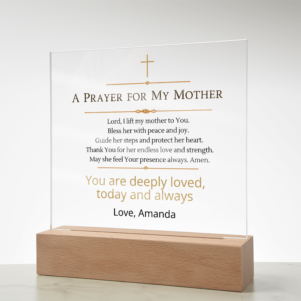 Christian Mother Gift, Prayer for Mom Acrylic Plaque LED Light, Personalized Mom Gift, Faith Based Gift for Mother, Christian Home Decor