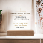 Christian Mother Gift, Prayer for Mom Acrylic Plaque LED Light, Personalized Mom Gift, Faith Based Gift for Mother, Christian Home Decor