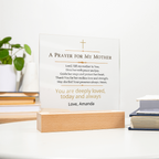 Christian Mother Gift, Prayer for Mom Acrylic Plaque LED Light, Personalized Mom Gift, Faith Based Gift for Mother, Christian Home Decor