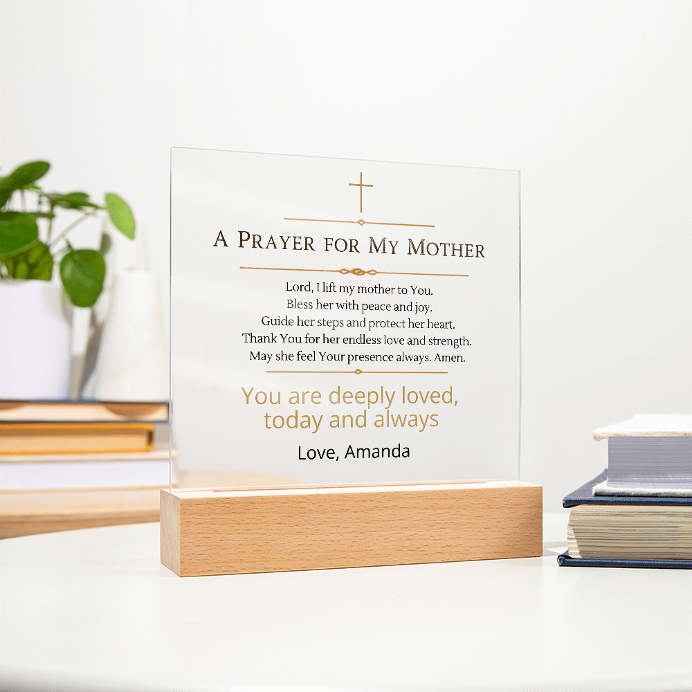 Christian Mother Gift, Prayer for Mom Acrylic Plaque LED Light, Personalized Mom Gift, Faith Based Gift for Mother, Christian Home Decor