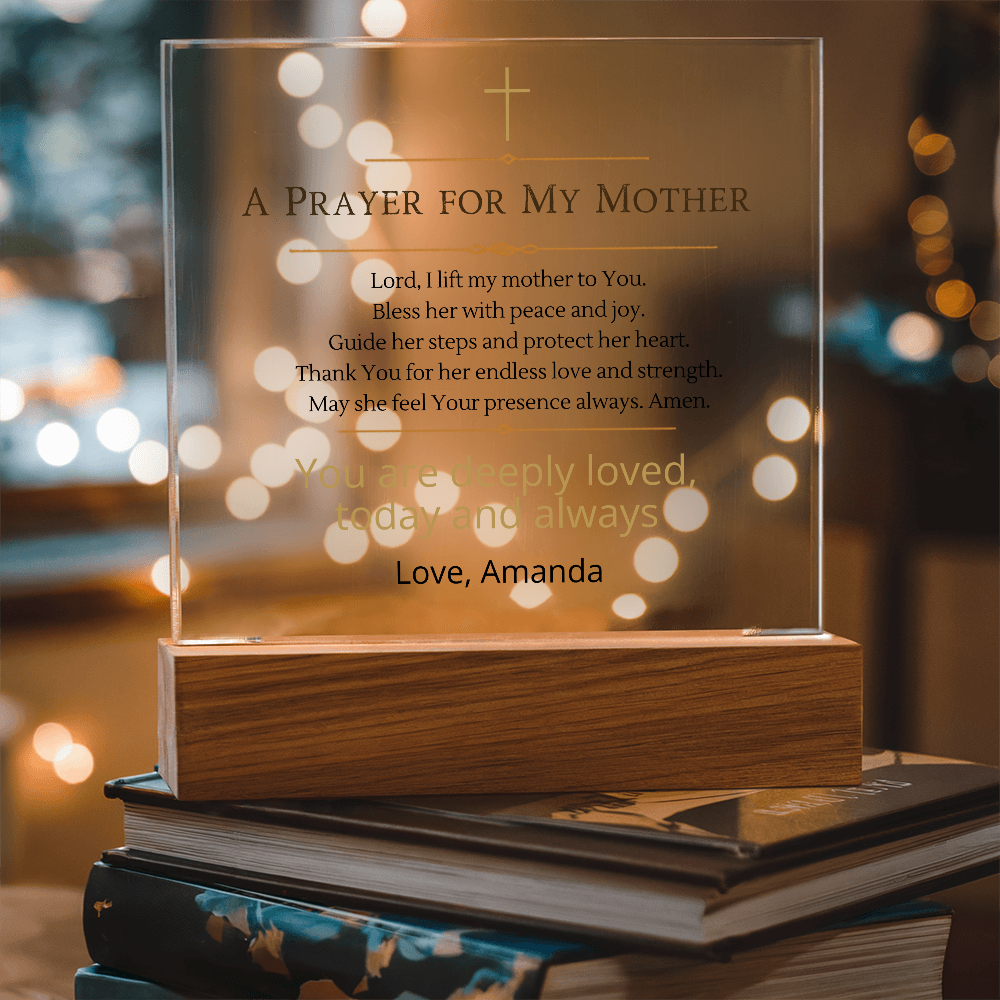 Christian Mother Gift, Prayer for Mom Acrylic Plaque LED Light, Personalized Mom Gift, Faith Based Gift for Mother, Christian Home Decor