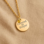 Covered in Prayer Coin Necklace for Mom with Birthstone,
