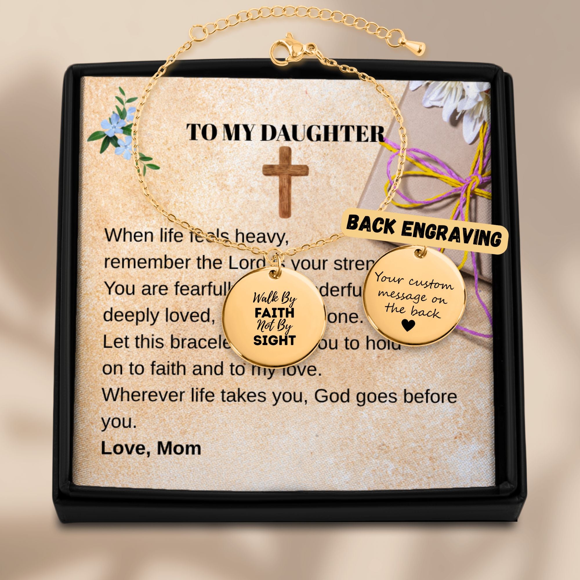 To My Daughter – Faith Over Fear Coin Bracelet