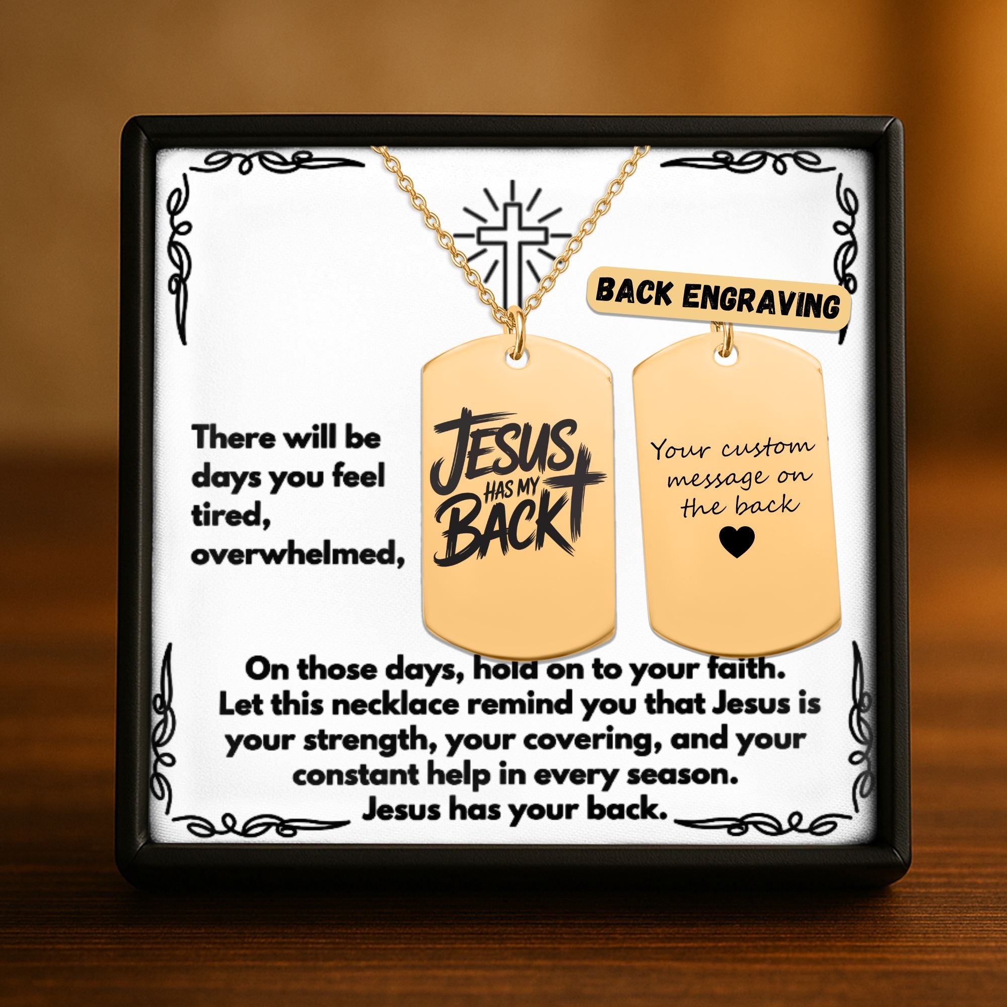 Jesus Has My Back Tag Necklace