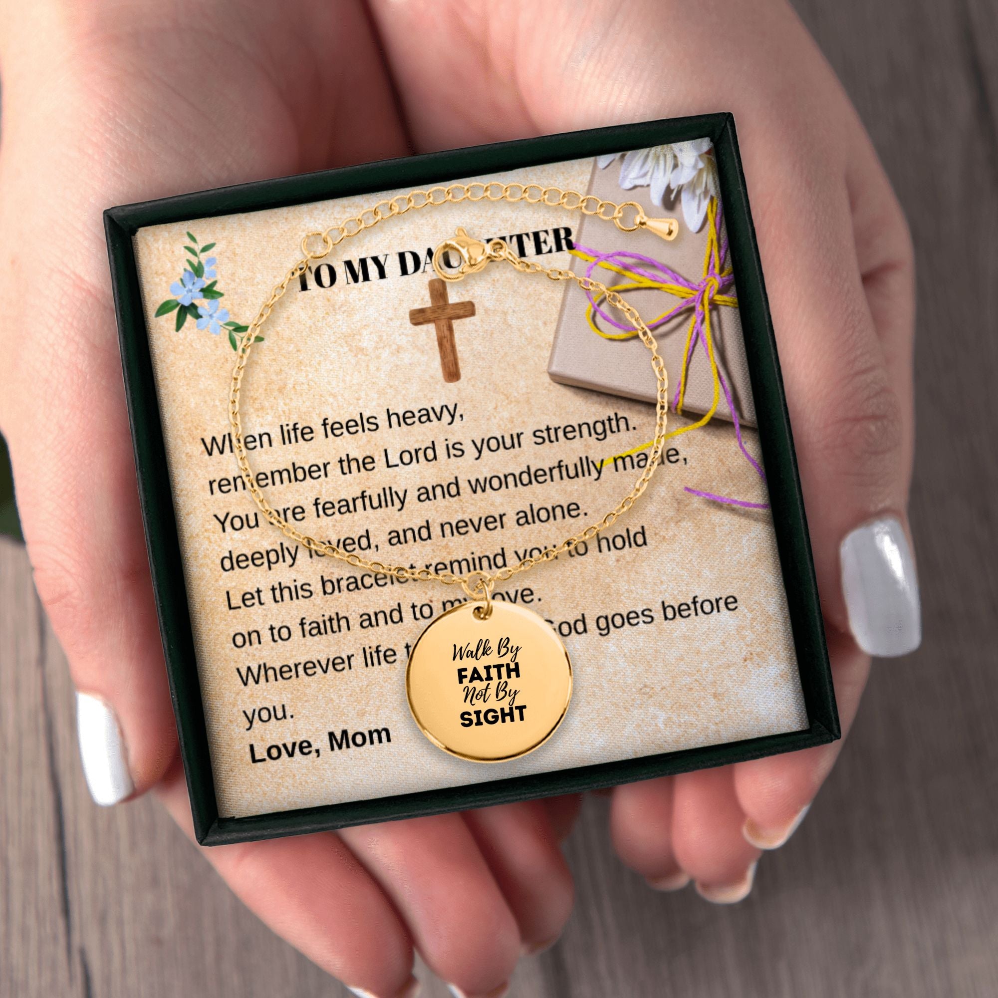 To My Daughter – Faith Over Fear Coin Bracelet