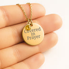 Covered in Prayer Coin Necklace for Mom with Birthstone,