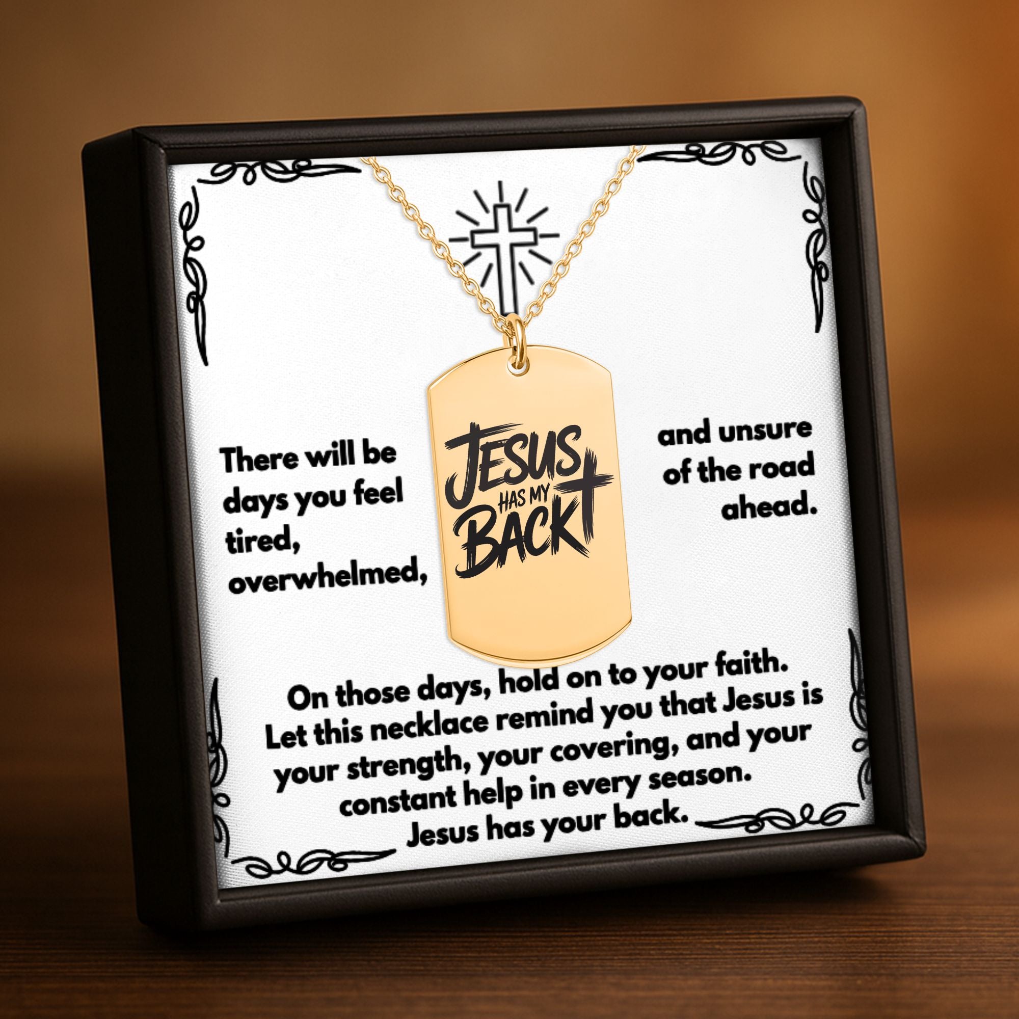 Jesus Has My Back Tag Necklace