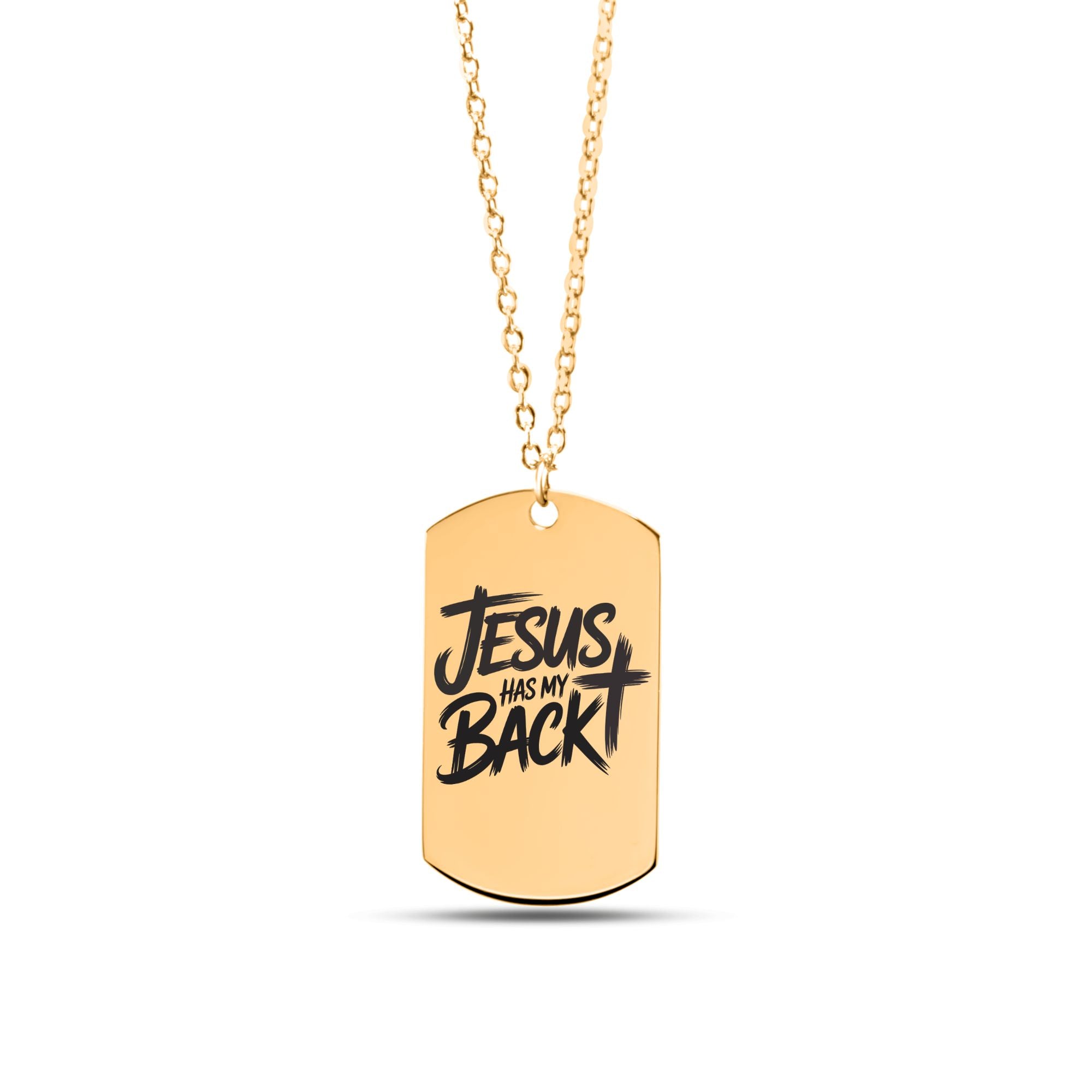Jesus Has My Back Tag Necklace