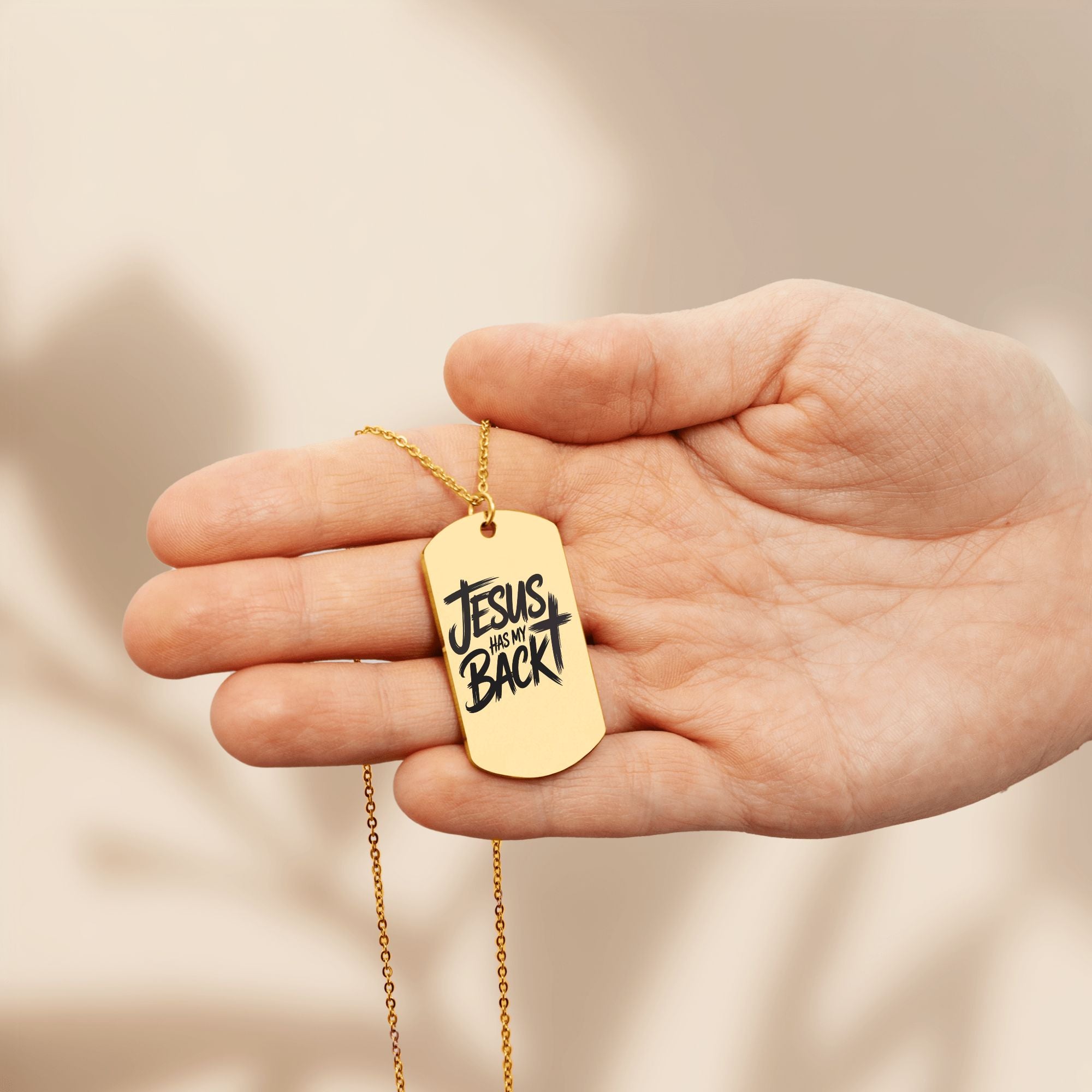Jesus Has My Back Tag Necklace