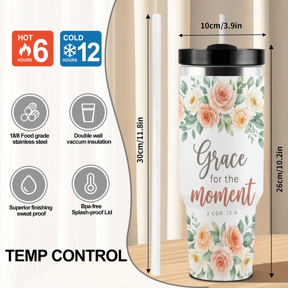 40 oz Tumbler with Handle and Straw (Made in USA)