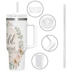 Held, Not Hurried 40 oz Floral Tumbler (Isaiah 41:10) – Christian Mom Encouragement Gift