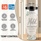 Held, Not Hurried 40 oz Floral Tumbler (Isaiah 41:10) – Christian Mom Encouragement Gift